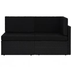 Sofa modułowa 2-osobowa, rattan PE, czarna