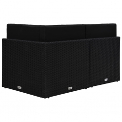 Sofa modułowa 2-osobowa, rattan PE, czarna