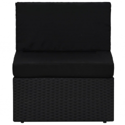 Sofa modułowa 2-osobowa, rattan PE, czarna