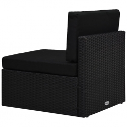 Sofa modułowa 2-osobowa, rattan PE, czarna