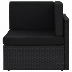 Sofa modułowa 2-osobowa, rattan PE, czarna