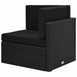 Sofa modułowa 2-osobowa, rattan PE, czarna