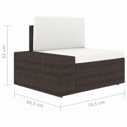 Modułowe siedzisko narożne, prawy podłokietnik, rattan PE, brąz