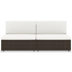 Sofa modułowa 2-osobowa, rattan PE, brązowa