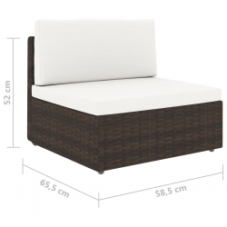 Sofa modułowa 2-osobowa, rattan PE, brązowa