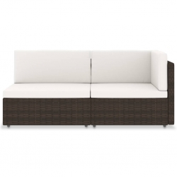 Sofa modułowa 2-osobowa, rattan PE, brązowa