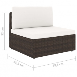 Sofa modułowa 2-osobowa, rattan PE, brązowa