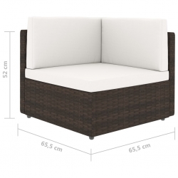 Sofa modułowa 2-osobowa, rattan PE, brązowa