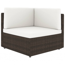 Sofa modułowa 2-osobowa, rattan PE, brązowa