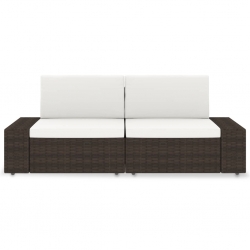 Sofa modułowa 2-osobowa, rattan PE, brązowa