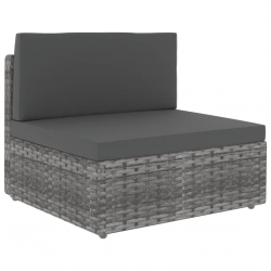 Modułowe siedzisko środkowe, rattan PE, szare