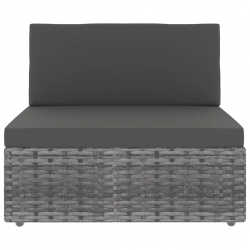 Modułowe siedzisko środkowe, rattan PE, szare