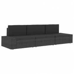 Modułowe siedzisko środkowe, rattan PE, szare