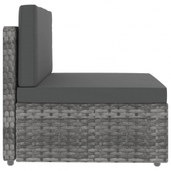 Modułowe siedzisko środkowe, rattan PE, szare
