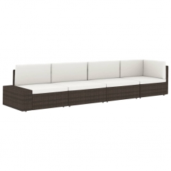 Modułowe siedzisko środkowe, rattan PE, szare