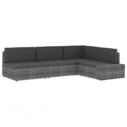 Modułowe siedzisko narożne, rattan PE, szare