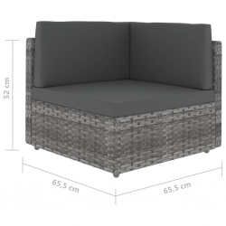 Modułowe siedzisko narożne, rattan PE, szare