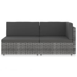 Sofa modułowa 2-osobowa, rattan PE, szara