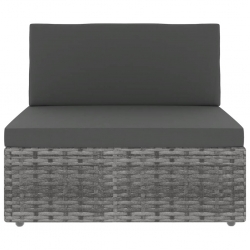 Sofa modułowa 2-osobowa, rattan PE, szara