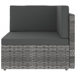 Sofa modułowa 2-osobowa, rattan PE, szara