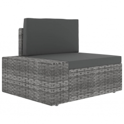 Sofa modułowa 3-osobowa, rattan PE, szara