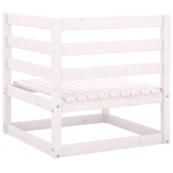 Ogrodowa sofa narożna, biała, lite drewno sosnowe