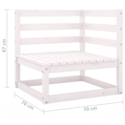 Ogrodowa sofa narożna, biała, lite drewno sosnowe