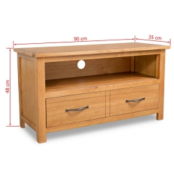Szafka pod telewizor, 90 x 35 x 48 cm, lite drewno dębowe