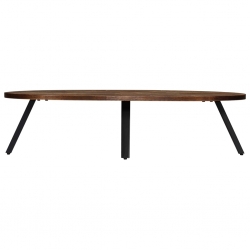 Stolik kawowy z drewna tekowego z odzysku, owalny, 120x60x30 cm