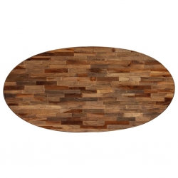 Stolik kawowy z drewna tekowego z odzysku, owalny, 120x60x30 cm