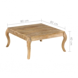 Stolik kawowy z litego drewna mango, 80 x 80 x 40 cm