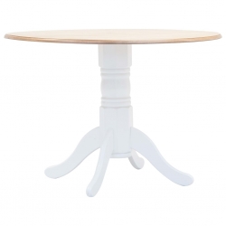 Stół biało-brązowy, 106 cm, lite drewno kauczukowca