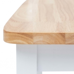 Krzesła stołowe, 2 szt., biel i jasny brąz, drewno kauczukowca