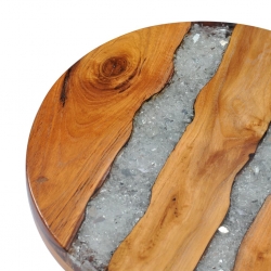 Stolik kawowy, 40x45 cm, lite drewno tekowe i poliżywica