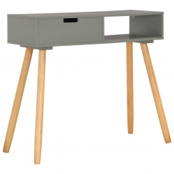 Stolik konsola, szary, 80 x 30 x 72 cm, lite drewno sosnowe