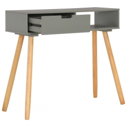 Stolik konsola, szary, 80 x 30 x 72 cm, lite drewno sosnowe