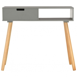 Stolik konsola, szary, 80 x 30 x 72 cm, lite drewno sosnowe
