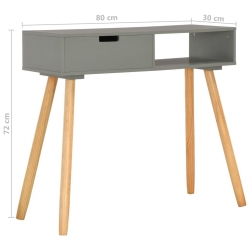 Stolik konsola, szary, 80 x 30 x 72 cm, lite drewno sosnowe