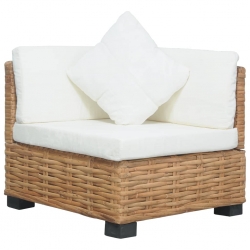 Narożna sofa z poduszkami, naturalny rattan