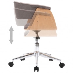 Obrotowe krzesło stołowe, taupe, gięte drewno i tkanina