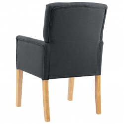 Krzesło stołowe z podłokietnikami, szare, obite tkaniną