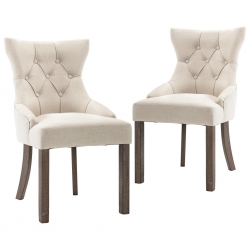 Krzesła stołowe, 2 szt., beżowe, tapicerowane tkaniną
