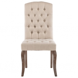 Krzesła stołowe 2 szt., beżowe, stylizowane na lniane, tkanina