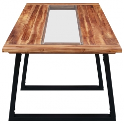 Stół jadalniany, 180 x 90 x 75 cm, lite drewno akacjowe i szkło
