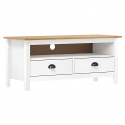 Szafka TV Hill Range, biała, 110x40x47 cm, lite drewno sosnowe