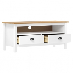 Szafka TV Hill Range, biała, 110x40x47 cm, lite drewno sosnowe