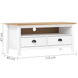 Szafka TV Hill Range, biała, 110x40x47 cm, lite drewno sosnowe