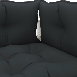 Ogrodowe siedzisko narożne z palet, z poduszkami antracytowymi
