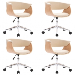 Obrotowe krzesła stołowe, 4 szt., kremowe, sztuczna skóra