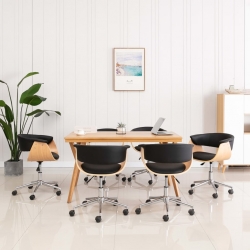 Obrotowe krzesła stołowe, 6 szt., czarne, sztuczna skóra